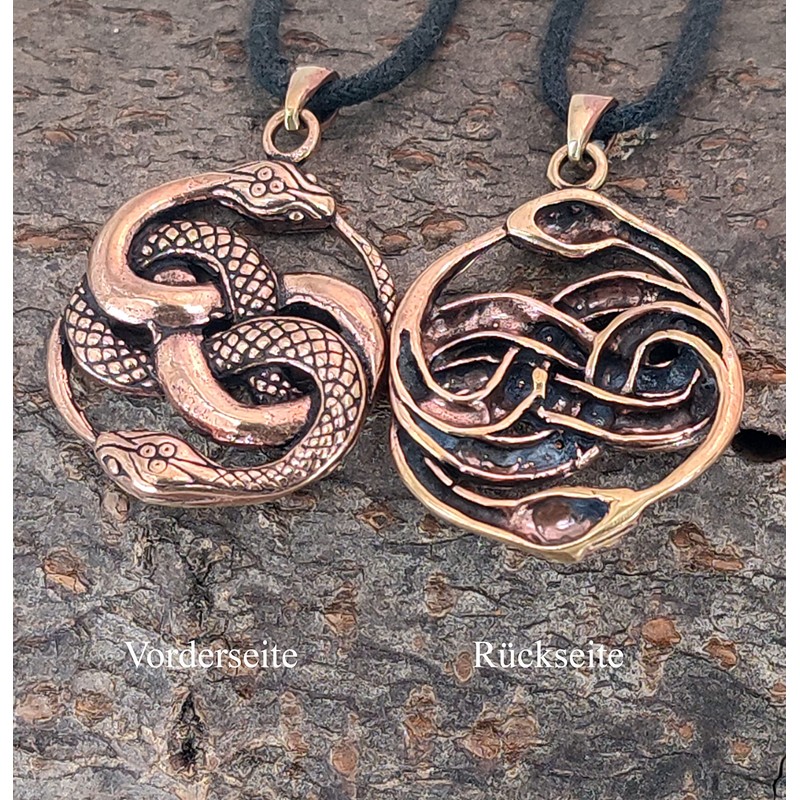 Kiss of Leather Snake Pendant Bronze No.135, Bronze, No Gemstone