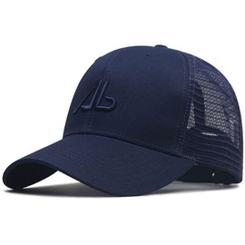 Spargel Men's Mesh Cap, Hat, Large Size (Up to 25.6 inches (65 cm), Deep Baseball Cap, Navy logo, XL