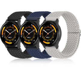 Bolesi Braid Bands for Garmin Vivoactive 4S/ Vivoactive 3S/ Venu 2S / Venu 3S, 3 Pack 18mm Stretchy Nylon Loop Soft Sport Band Quick Release Wristband Breathable Elastic Strap for Men Women