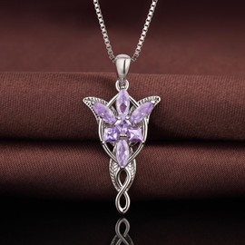 Jiahanzb Arwen Evenstar Necklace Arwen Necklace Evernstar Necklace LOTR Arwen Necklace Purple Arwen Necklace Womens Arwen Evenstar Necklace Elvish Jewelry for Women CZ Arwen Evenstar