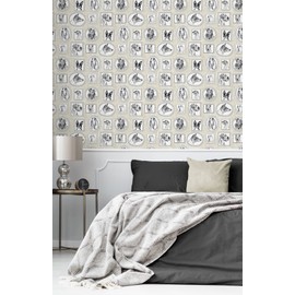 Surface Style - Peel and Stick Wallpaper, Contemporary Wallpaper for Bedroom, Dorm Room Essentials, Self Adhesive, Vinyl, 30.75 Sq Ft Coverage (Pup Portraits Collection, Linen)