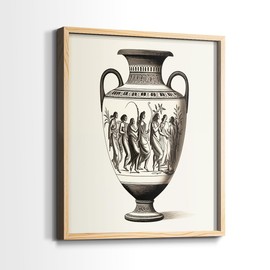 Renditions Gallery Set of 3 Peel & Stick Framed Prints, Ceramic Vase Wall Art, Antique Vase Illustrations Wall Decor, Re-Stickable - Ready to Hang - 11"x14" - Natural Frame LT597