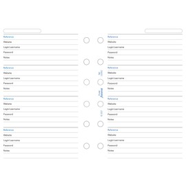 Filofax Pocket Password Paper Refill, White, 81 x 120 mm