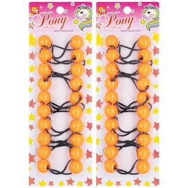 Beauty Town 20PCS Bubble Ponytail Holders – 20mm Twin Bead Hair Ties for Girls & Kids – Colorful Elastic Hair Accessories for Braids & Pigtails (Orange)