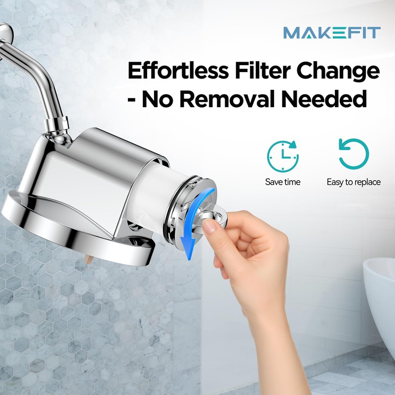 MakeFit Filtered Shower Head - 5 Settings High Pressure Rain