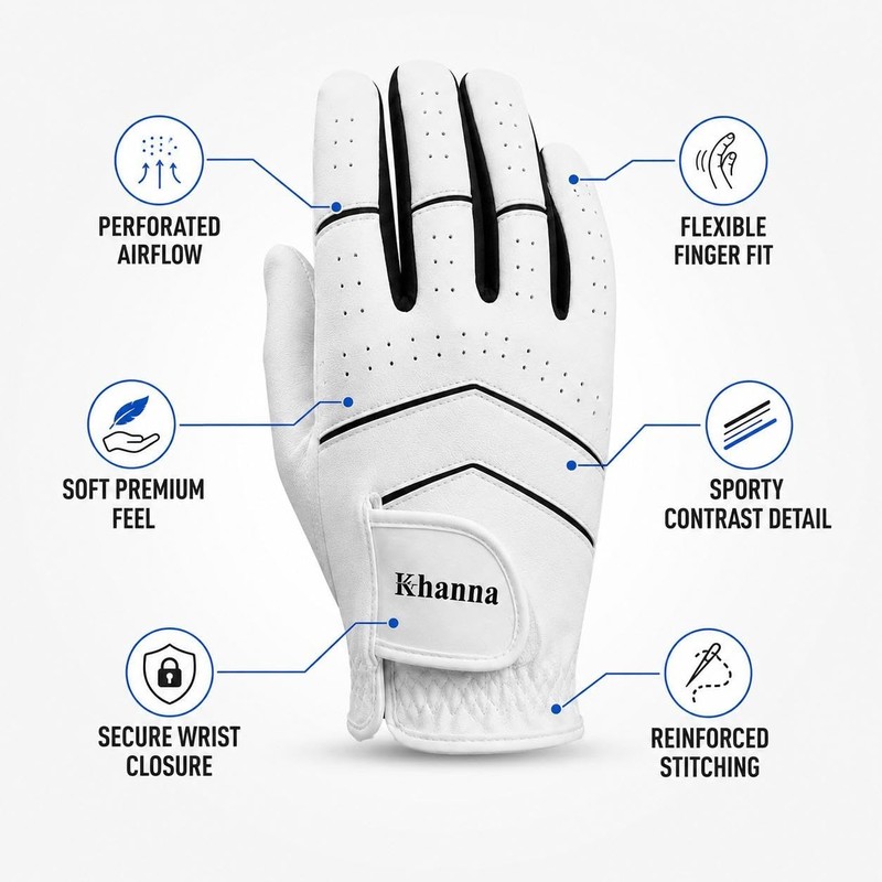 khanna Golf Glove for Men, Left Hand Right Golf Gloves