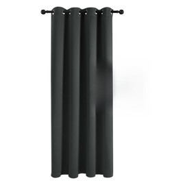 Deconovo Cold Resistant Blackout Door Curtain, Double Layer Insulated Energy Saving Geometric Embroidery Winter Drapes, Dark Grey, 52W x 80L, 1 Panel