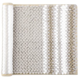 PiccoCasa Extra Soft Chenille Bath Mat 43 x 61cm, Bone and White Bathroom Mat - Absorbent Bath Mats Rugs for Bathroom and Floor, Machine Washable