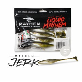 Liquid Mayhem 5" Jerk - Watermelon Red Ghost - Soft Plastic Fishing Lure for Walleye 15 Count (3 x 5-Pack) + Bonus 3 x 10 ml Tube – Liquid Mayhem Bait Scent Fish Attractant