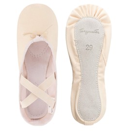 tanzmuster linen ballet shoes. Full sole for children and adults in Sizes 22-45. In white, black, pink/apricot and sand colours, beige, 27