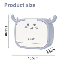 Elk Antler Soap Dishes Flip Soap Dishes Waterproof Soap Dishes and Wall Sticker Clips for Home Bathroom (Grey)