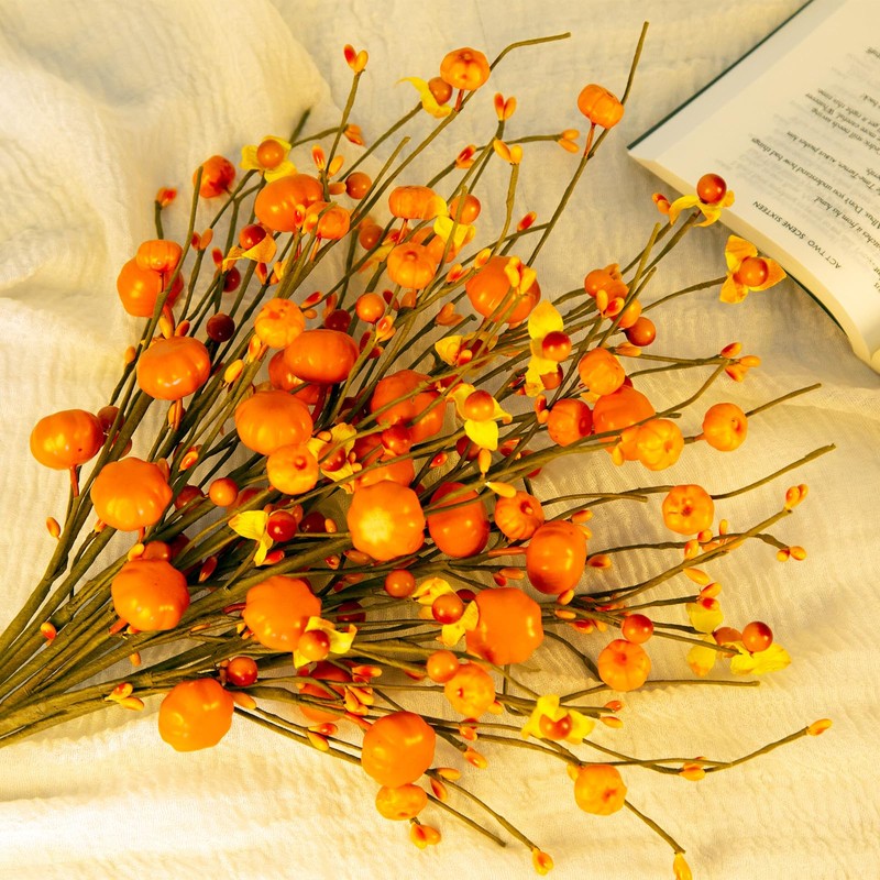 8-Pack Fall Stems Artificial Fall Picks 17" Tall with Mini