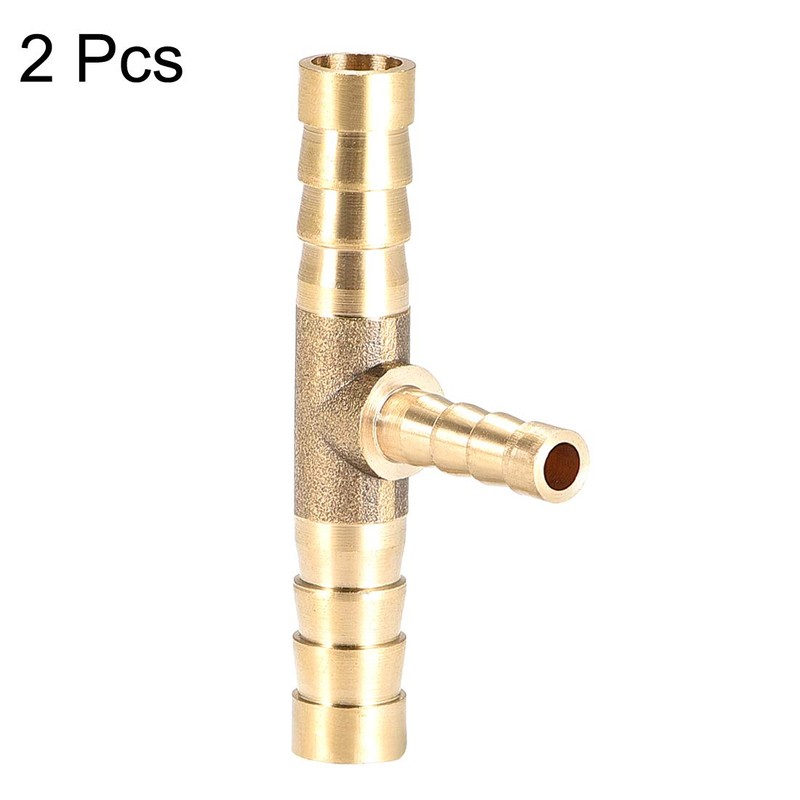 sourcing map Tee Brass Barb Fitting Reducer 3 Way, Fit