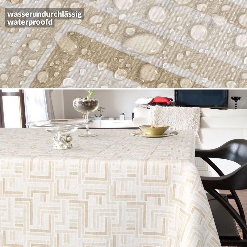 ANRO Moderna Oilcloth Tablecloth Wax Tablecloth Washable Garden Tablecloth Round