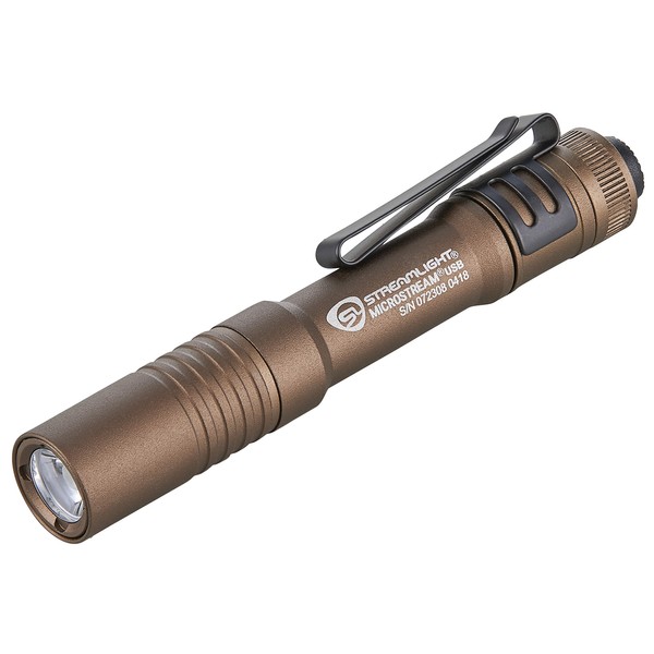 Streamlight 66608 MicroStream 250-Lumen EDC Ultra-Compact Flashlight with USB Rechargeable Battery, Clear Retail Packaging, Coyote