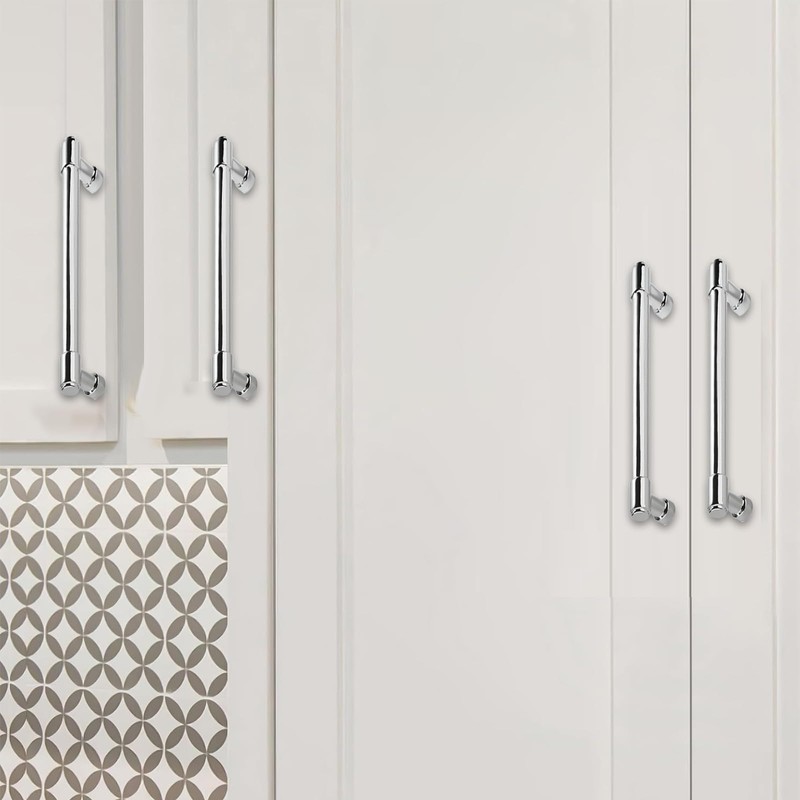 CABDM 6 Pack Polished Chrome Cabinet Pulls,4 Inch(102mm) Hole Centers