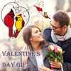Cardinal Stained Glass Suncatchers with Stick Hook, Red Bird Ornaments,