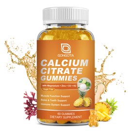Calcium Citrate Gummies - Calcium 1200 mg with vitamin d3, Magnesium & Sea Moss for Bone, Muscle, Joints, Immune Support, Calcium supplements for women & Men,Sugar Free, Pineapple Flavor - 60 Chews