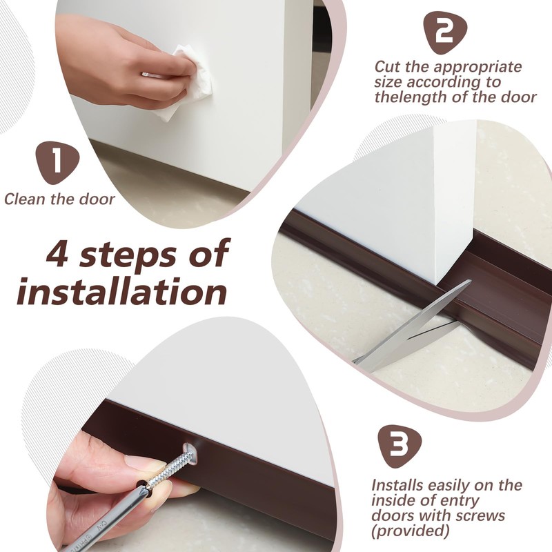 Lineshading 2 Sets Door Sweep Plastic PVC 1 3/4" x