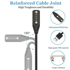 Charger for Bose Frames Audio Sunglasses, Charging Cable Cord for Bose Frames Alto S/M M/L, Bose Frames Rondo/Bose Frames Soprano/Bose Frames Tenor Sunglasses, 80cm / 2.6ft (1)