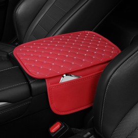 SINGARO Center Console Arm Rest Cover for Car, Middle Console Armrest Storage Box Cover, Interior Car Accessories for Women and Man Gifts Interior Sets (Red)