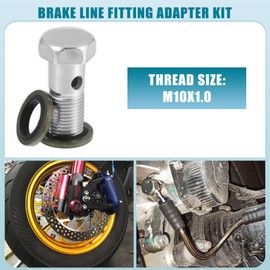 A ABSOPRO Car Bolt Brake Fitting Adapter Kit 1.18" Length M10x1.0 Brake Line Thread Single Bolt with 4 Copper Washers (Set of 2)