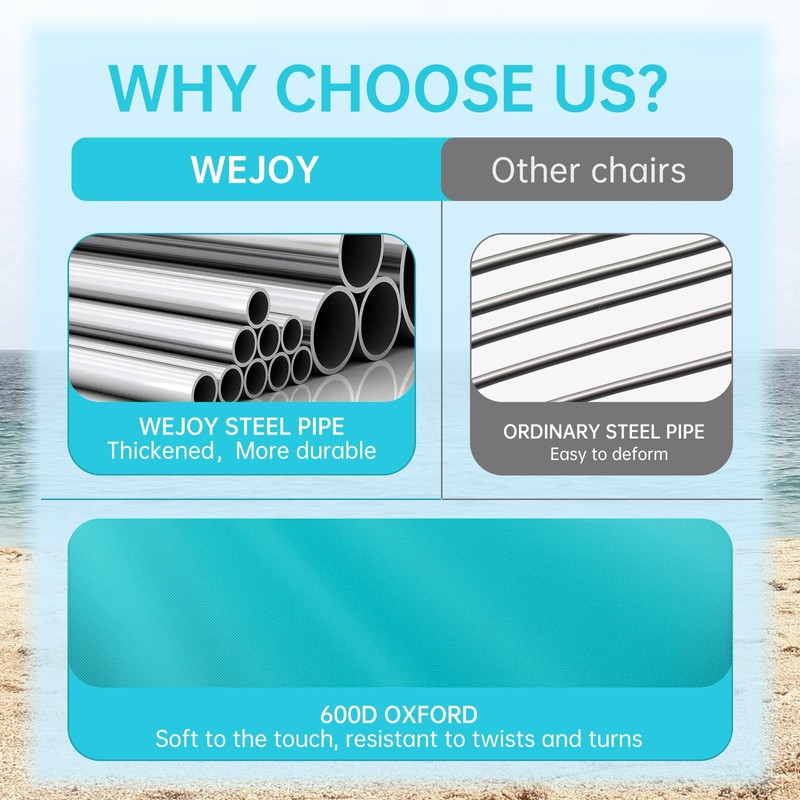 #WEJOY Folding Beach Chair for Adults, Lightweight Beach Chair with