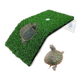 alfyng Small Turtle Resting Basking Platform, Simulation Grass Turtles Ramp, Lawn Tortoise Climbing Reptile Ladder Resting Terrace Fish Tank Aquarium Turtle Dock Floating Décor for Frog Terrapin