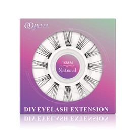 QDMEYEA DIY Eyelash Extensions 0.07mm D Curl 16mm Natural Single Length 12 Clusters Soft Wispy Light 3D Effect Natural Individual Cluster Lashes Home Eyelash Extensions D Curl Lashes Pack