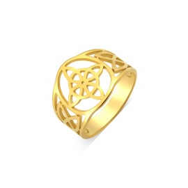 Dreamtimes Ring with Witch Knot Ring Stainless Steel Ring with Celtic Amulet Ring with Geometric Knot Vintage Jewellery Stackable Ring Irish Jewellery Gifts for Women, Stainless Steel, Not applicable.