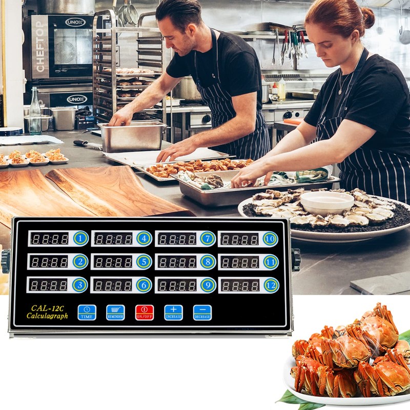 Commercial 12 Channel Kitchen Timer Digital Restaurant Timers Professional LED