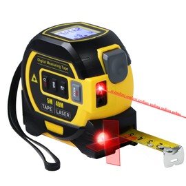 Laser Tape Measure 3-in-1 with Large LCD Display | Digital Laser Measurement Tool in/ft/m Scales up to 131ft/40M with calculations | Tape Measure 16ft/5M (in/ft/m) and Cross Line Laser