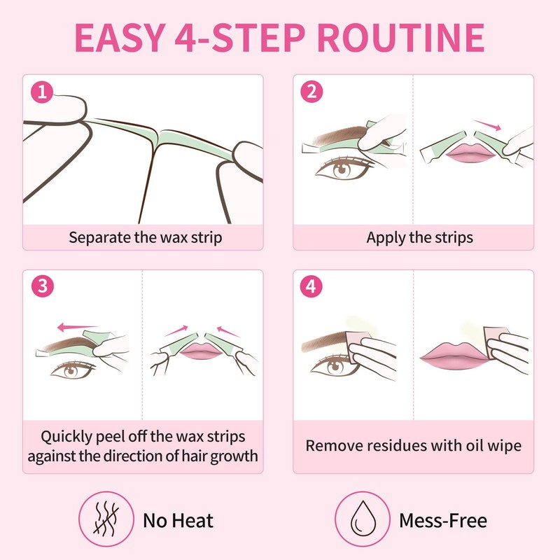 Eyebrow Waxing Strips for Face, Cold Wax Strips Facial Hair