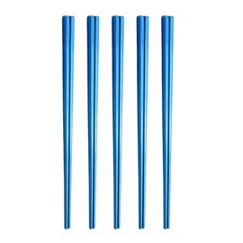 Stainless Steel Chopsticks,Reusable Chopsticks,Dishwasher Safe Metal Chopsticks, Easy to Use（5 PCS,blue）