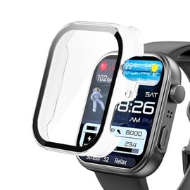 smaate Watch Cases Compatible with TOZO S6 1.85” Fitness Tracker Smart Watch, Hard PC Case with Tempered Glass Screen Protector, Protecting Watch Body & Screen