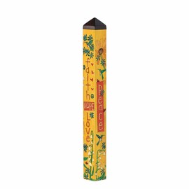 Studio M Art Pole, PVC Weather Resistant Pole with Vinyl Bowl 40 inches Tall Outdoor Decoration for Gardens, Patios, Yards, Landscaping and Birding Accessories, Faith Hope Love Peace