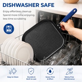 Inqibee 11 Inch Hybrid Nonstick Square Griddle Pan, Flat Square Pancake Grill Pan, Tri-Ply Stainless Steel Skillet Griddle, Oven & Dishwasher Safe, Heat-Resistant Handle Cover (Royal Blue)