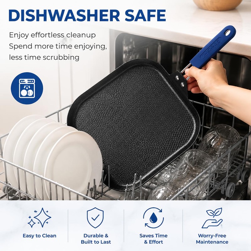 Inqibee 11 Inch Hybrid Nonstick Square Griddle Pan, Flat Square
