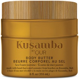 SeaFoam Jasmine Natural Body Butter for Dry Skin 6oz, Deep Moisturizing Cream, Aloe, Shea Butter and Olive Oil, Nourishing Hydration, Salt, Kusamba by QUR