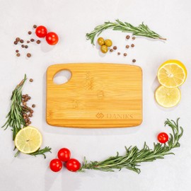 Daniks 100% Organic Bamboo Mini Cutting Board for Kitchen | Heavy Duty Wood Chopping Board | Extra-Thick Cutting Board for Serving and Veggies | 9x6" (S)