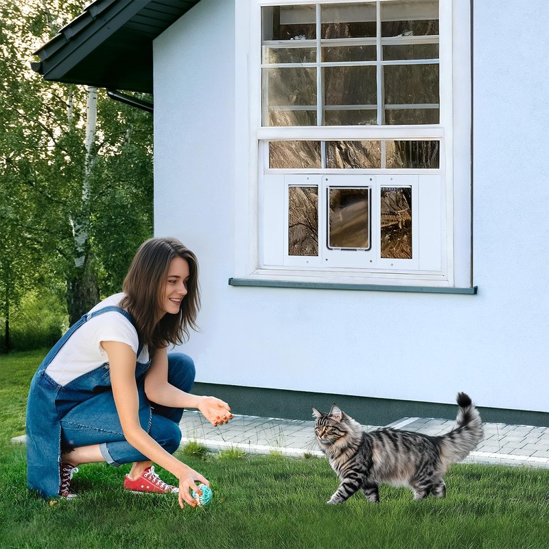 HOMEPEDIA Full-Size Window Pet Door for Cats & Small Dogs,