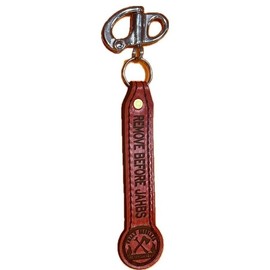 Fully Involved Leatherworks Firefighter SCBA Mask Quick Release Shackle - Color: Red w/ Black Stitching