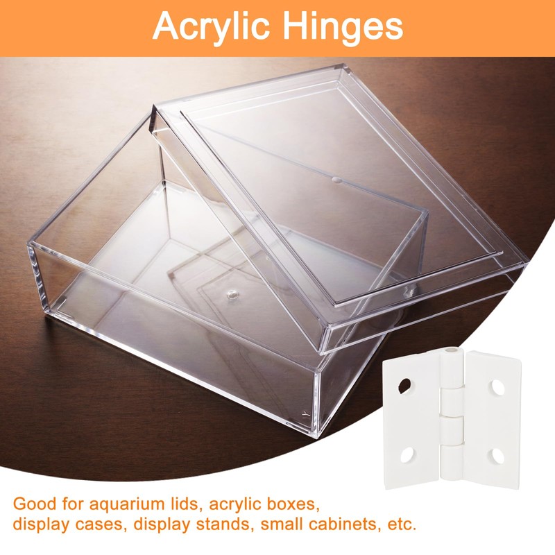 sourcing map 4Pcs Acrylic Hinges, 1.8 x 1.34 Inch Mini