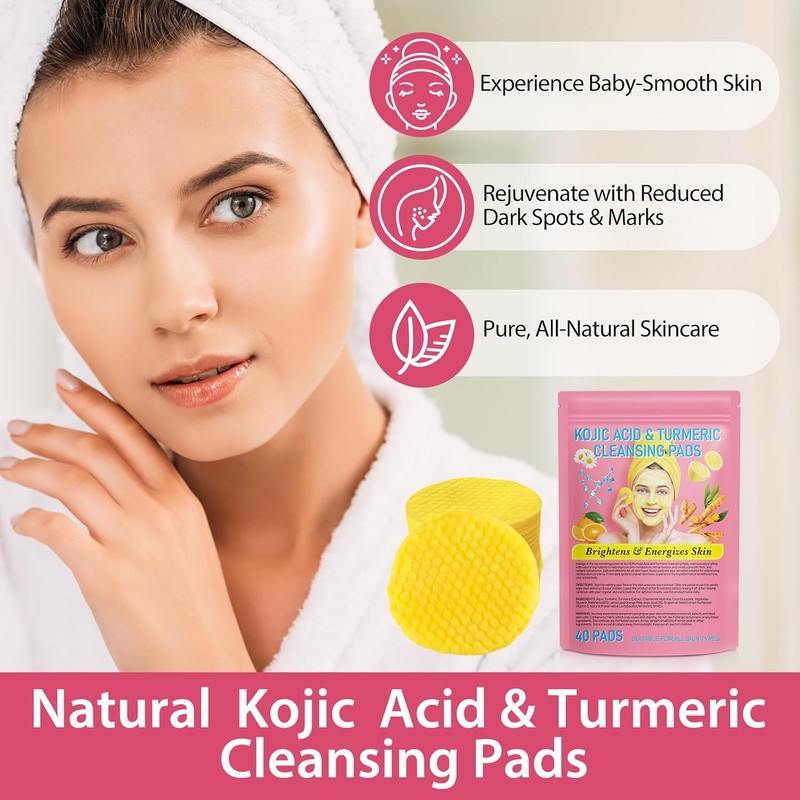 Discos Limpiadores con Ácido Kojic y Cúrcuma 40 PCS para