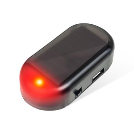 Wevdn Car Solar Power Simulated Dummy Alarm, Anti-Theft Solar LED Warning Light with USB Charger Port, Vehicle Simulated Flashing Security Fake Lamp Alarm Device, Car Accessories (Red)