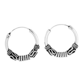 WINDALF Viking Silver Hoop Earrings RANOR 18 mm Nordic Vintage Earrings Scandinavian Earrings 925 Sterling Silver, Silver