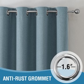 H.VERSAILTEX Moderate Weight Soft Faux Linen Light Reducing Curtains 96 Inches Long, Luxury Curtains for Living Room, Breathable Privacy Window Curtains Drapes,2 Panels, Heather W52 x L96, Stone Blue