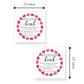 Lashicorn Hot Cocoa Bomb Instruction Cards | 30 Pack | Hot Cocoa Bomb Supplies | White Card with Valentine Design (Square With Heart Ring)