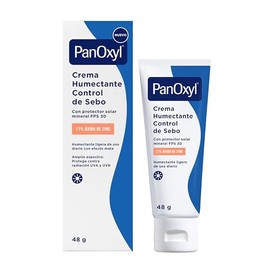 PanOxyl Crema Humectante Control de Sebo para piel propensa a barros y espinillas. NUEVA fórmula discreta, absorbe exceso de sebo y reduce el brillo, con protector solar mineral FPS 30 – 48 g