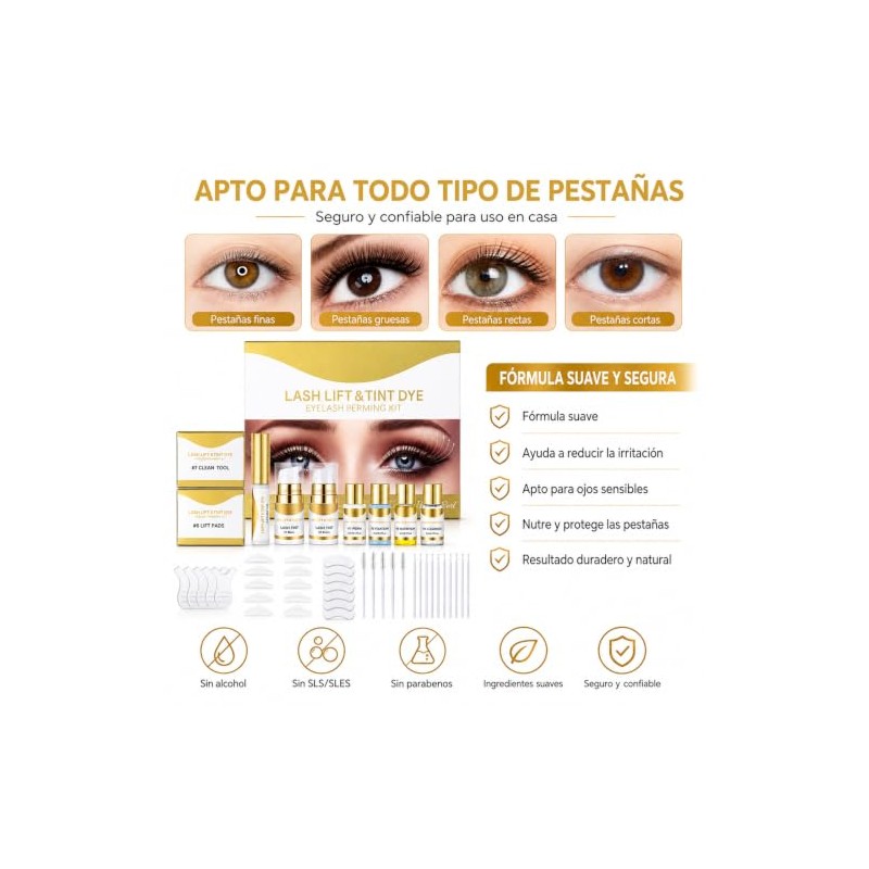 Kit de Pestañas Permanentes, Lash Lifting Kit con Permanente en
